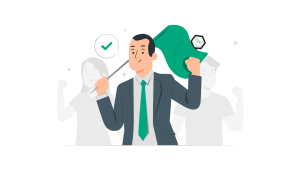 Dessin d'un homme avec drapeau vert de réussite